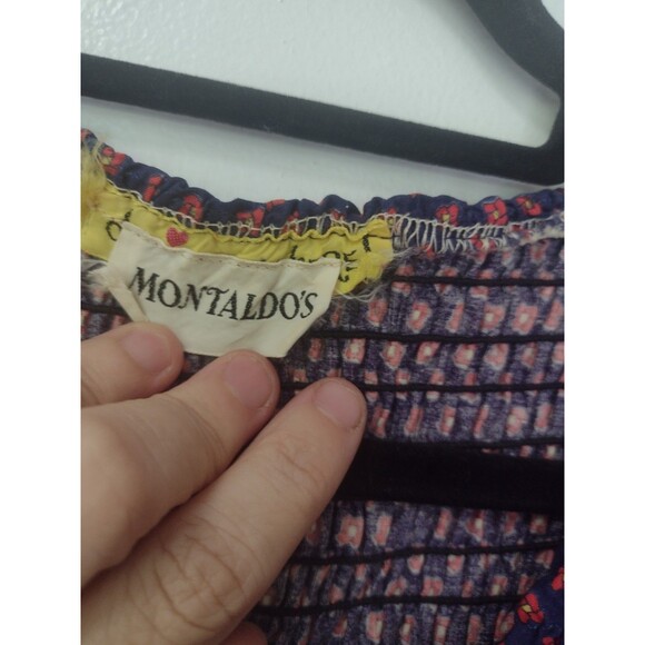 Vintage 70s Denise Are There Prairie Floral Maxi Dress Blue & Red Ruffled  M / L - Picture 13 of 16